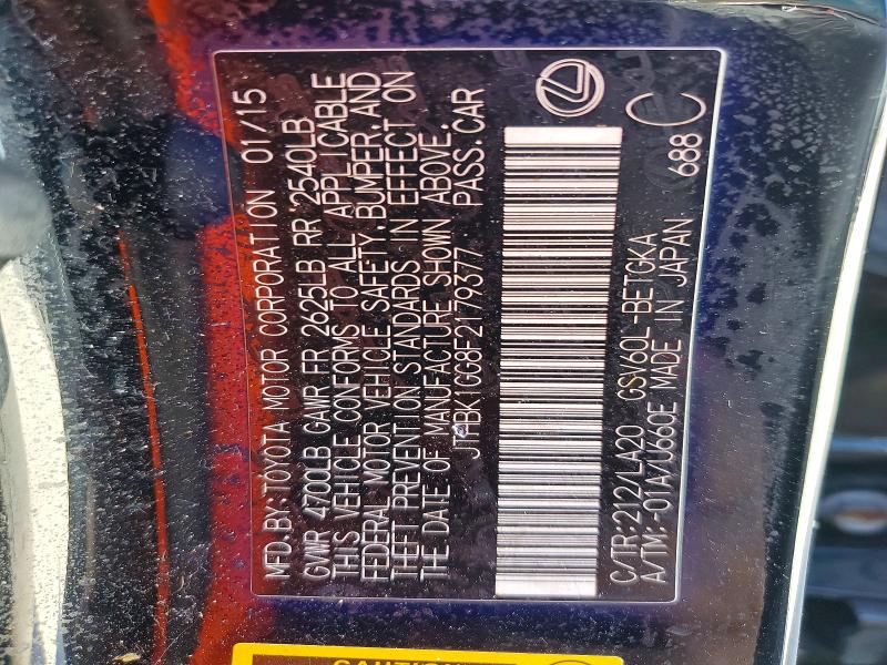 Aukcja sprzedaży 2015 Lexus Es, vin: JTHBK1GG8F2179377, numer aukcji: 99929315