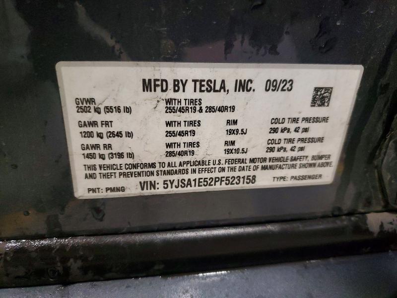 74024565 :رقم المزاد ، 5YJSA1E52PF523158 vin ، 2023 Tesla Model S مزاد بيع