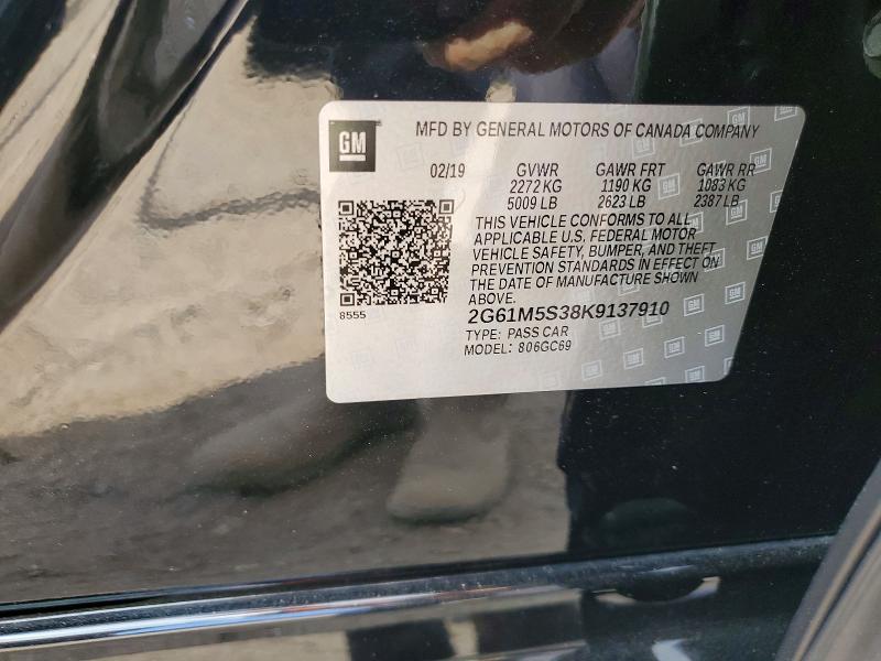 99098555 :رقم المزاد ، 2G61M5S38K9137910 vin ، 2019 Cadillac Xts مزاد بيع