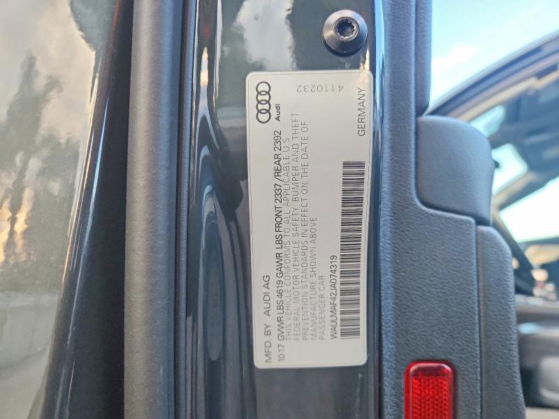 2018 Audi A4 მანქანა იყიდება აუქციონზე, vin: WAULMAF42JA074319, აუქციონის ნომერი: 72244445
