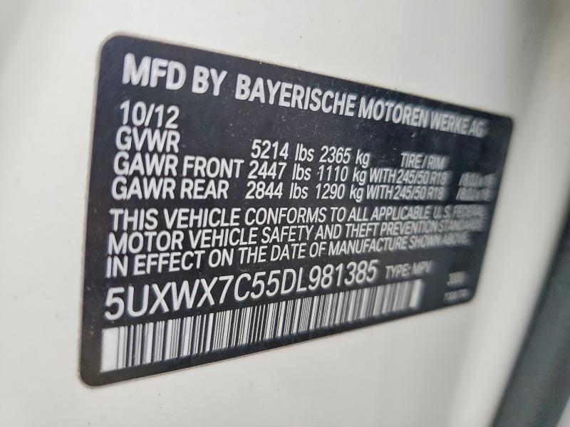 96839445 :رقم المزاد ، 5UXWX7C55DL981385 vin ، 2013 Bmw X3 مزاد بيع