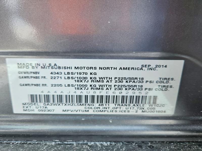 Продажа на аукционе авто 2015 Mitsubishi Truck/van Rvr Gt 4dr 4wd, vin: 4A4AJ4AU8FE602952, номер лота: 74380875