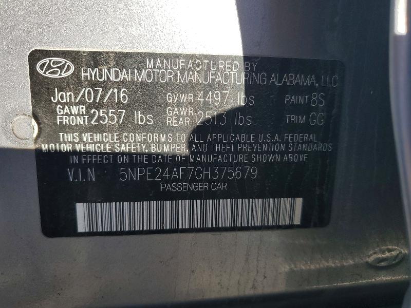 Продаж на аукціоні авто 2016 Hyundai Sonata Se, vin: 5NPE24AF7GH375679, номер лоту: 73077445