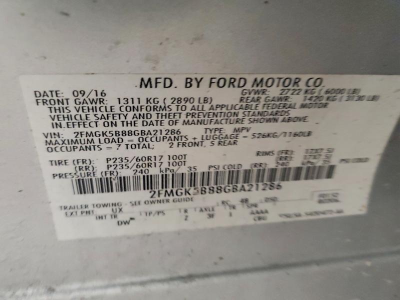 Продажа на аукционе авто 2016 Ford Flex Se, vin: 2FMGK5B88GBA21286, номер лота: 72752795