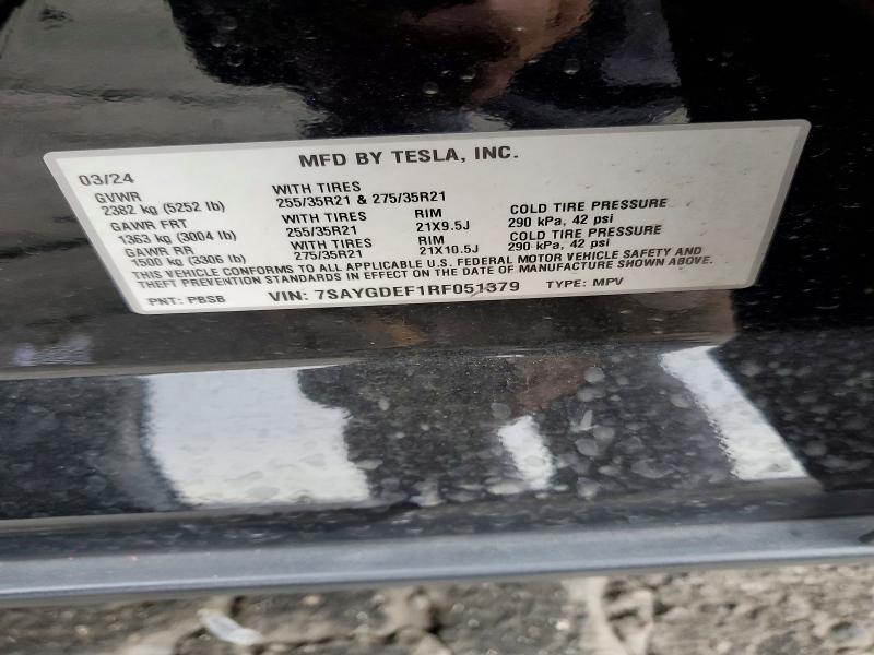 2024 Tesla Model Y მანქანა იყიდება აუქციონზე, vin: 7SAYGDEF1RF051379, აუქციონის ნომერი: 74260155