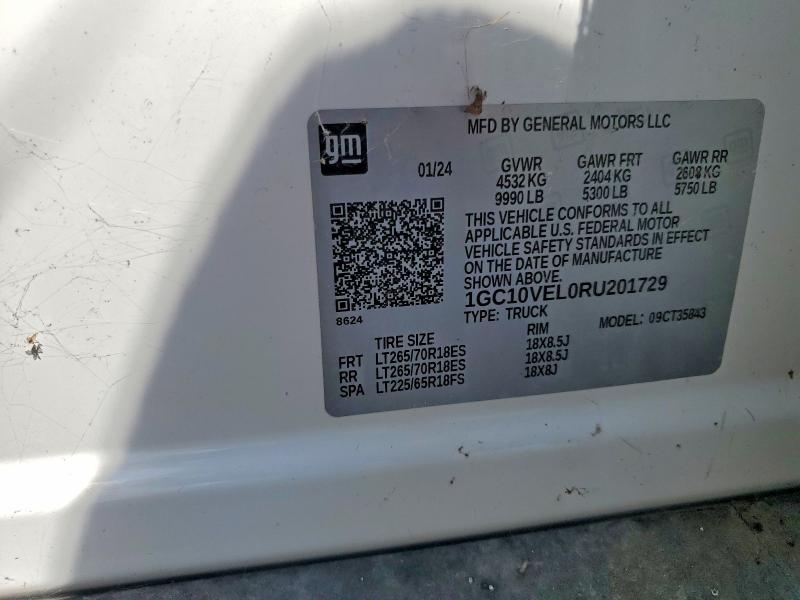Aukcja sprzedaży 2024 Chevrolet Silverado, vin: 1GC10VEL0RU201729, numer aukcji: 74660965