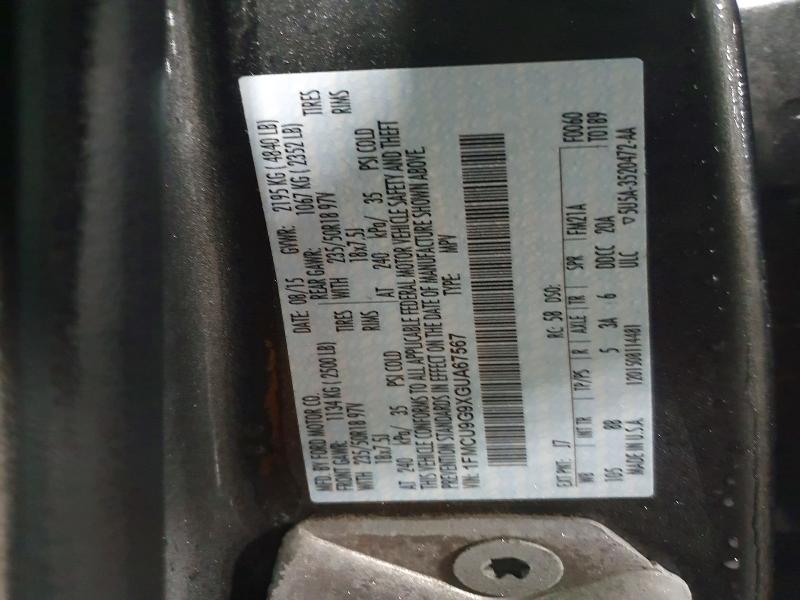Aukcja sprzedaży 2016 Ford Escape, vin: 1FMCU9G9XGUA67567, numer aukcji: 74402155