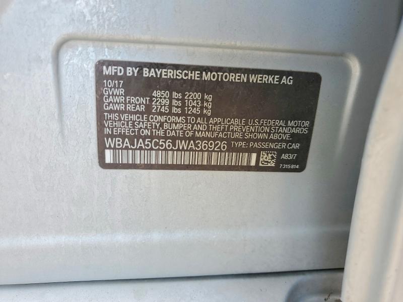 Aukcja sprzedaży 2018 Bmw 530, vin: WBAJA5C56JWA36926, numer aukcji: 72535065