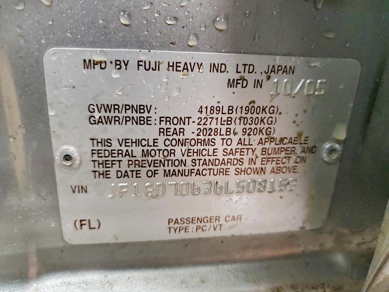 99216245 :رقم المزاد ، JF1GD70636L508153 vin ، 2006 Subaru Impreza مزاد بيع