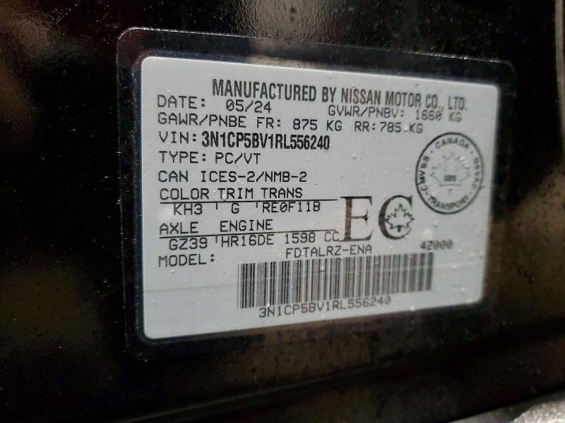 99134885 :رقم المزاد ، 3N1CP5BV1RL556240 vin ، 2024 Nissan Kicks مزاد بيع