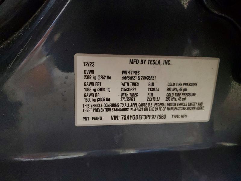 Продажа на аукционе авто 2023 Tesla Model Y, vin: 7SAYGDEF3PF977960, номер лота: 74459355