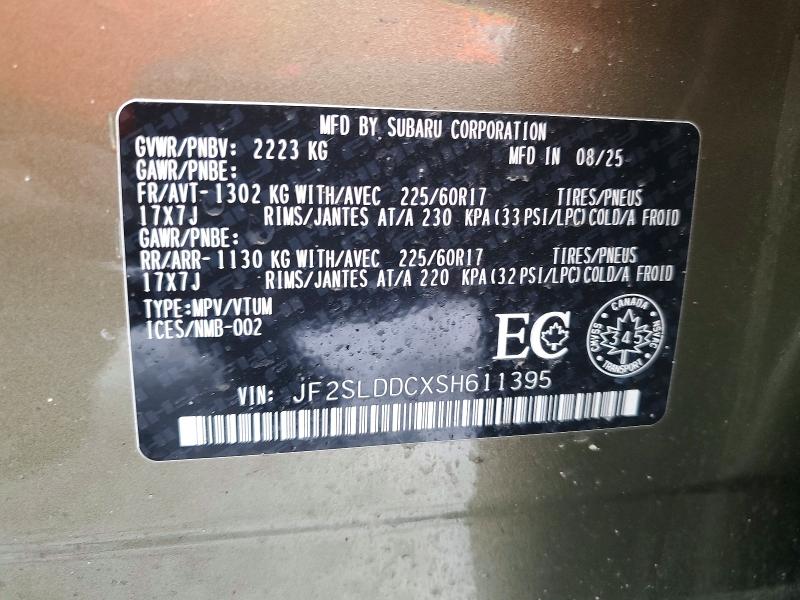Aukcja sprzedaży 2025 Subaru Forester P, vin: JF2SLDDCXSH611395, numer aukcji: 98375215