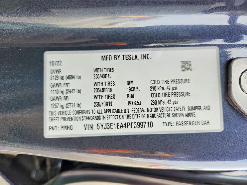 Продаж на аукціоні авто 2023 Tesla Model 3, vin: 5YJ3E1EA4PF399710, номер лоту: 72222165