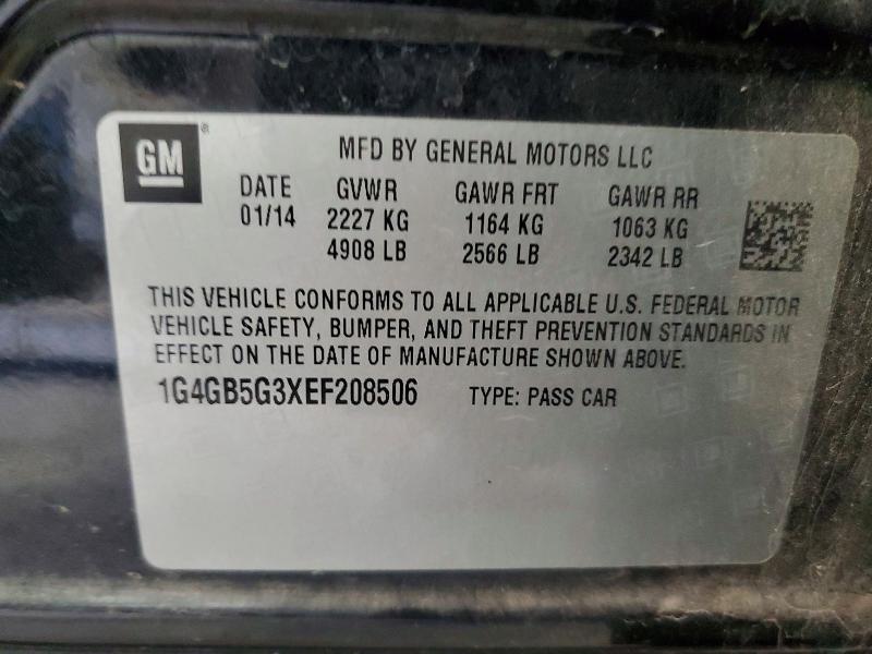 2014 Buick Lacrosse მანქანა იყიდება აუქციონზე, vin: 1G4GB5G3XEF208506, აუქციონის ნომერი: 98973995