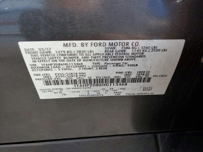 2017 Ford Taurus მანქანა იყიდება აუქციონზე, vin: 1FAHP2D86HG113468, აუქციონის ნომერი: 73519045