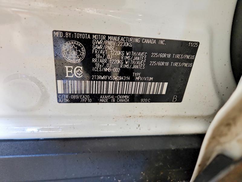 Aukcja sprzedaży 2025 Toyota Rav4, vin: 2T3RWRFV5SW294314, numer aukcji: 99448365