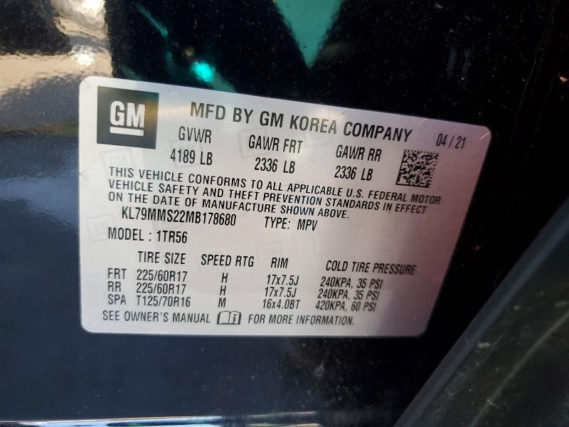 Продаж на аукціоні авто 2021 Chevrolet Trailblazer, vin: KL79MMS22MB178680, номер лоту: 45879176