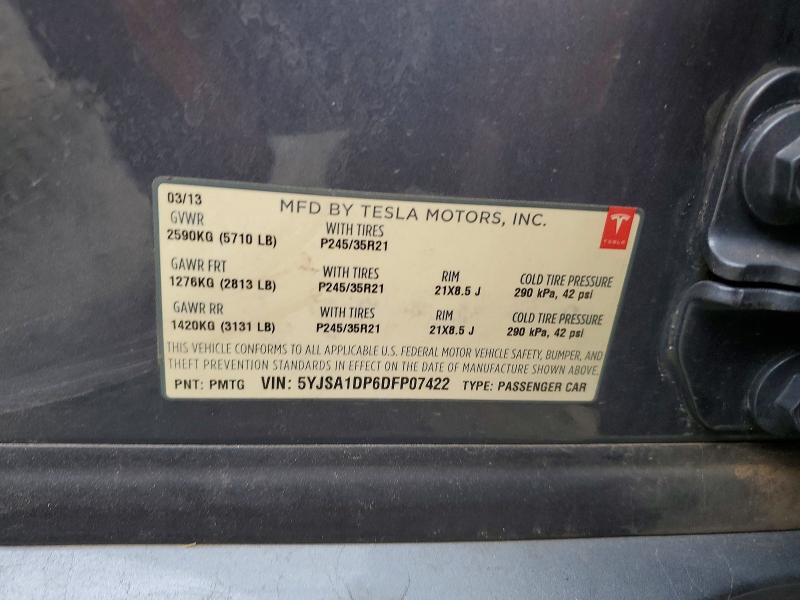 Продажа на аукционе авто 2013 Tesla Model S, vin: 5YJSA1DP6DFP07422, номер лота: 74747115