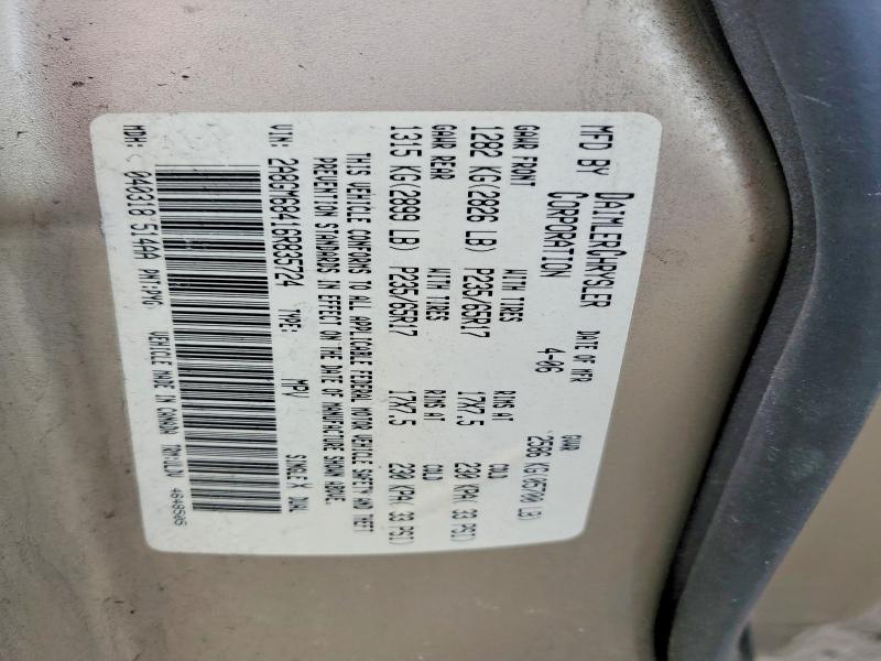 2006 Chrysler Pacifica მანქანა იყიდება აუქციონზე, vin: 2A8GM68416R835724, აუქციონის ნომერი: 72944785
