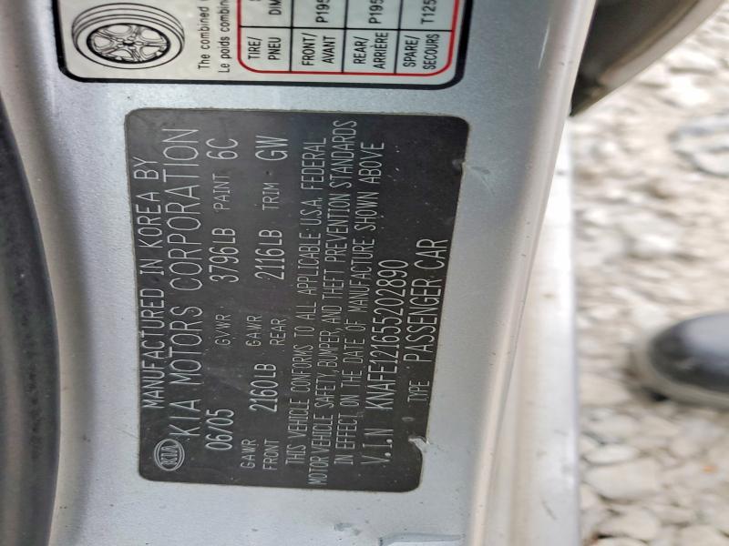 Продажа на аукционе авто 2005 Kia Spectra, vin: KNAFE121655202890, номер лота: 99115705