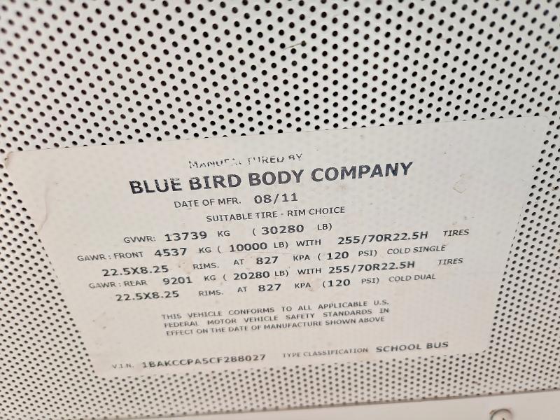 Продажа на аукционе авто 2012 Bluebird School Bus, vin: 1BAKCCPA5CF288027, номер лота: 72432265
