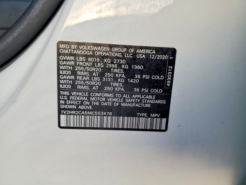 Продажа на аукционе авто 2021 Volkswagen Atlas, vin: 1V2HR2CA5MC553478, номер лота: 98541985