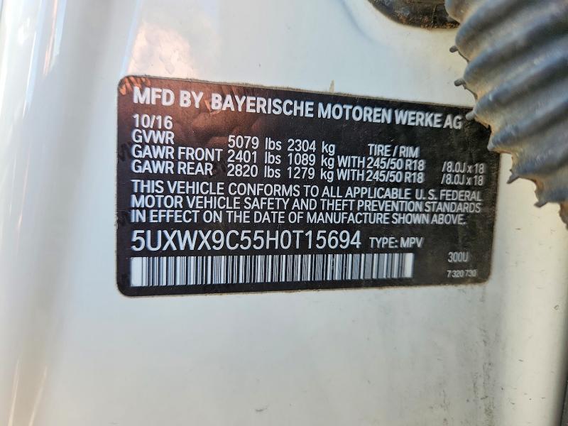 Aukcja sprzedaży 2017 Bmw X3, vin: 5UXWX9C55H0T15694, numer aukcji: 74122685