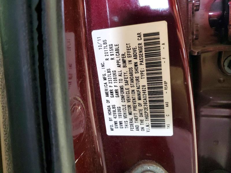 Aukcja sprzedaży 2012 Honda Accord, vin: 1HGCP2E36CA034628, numer aukcji: 99642285