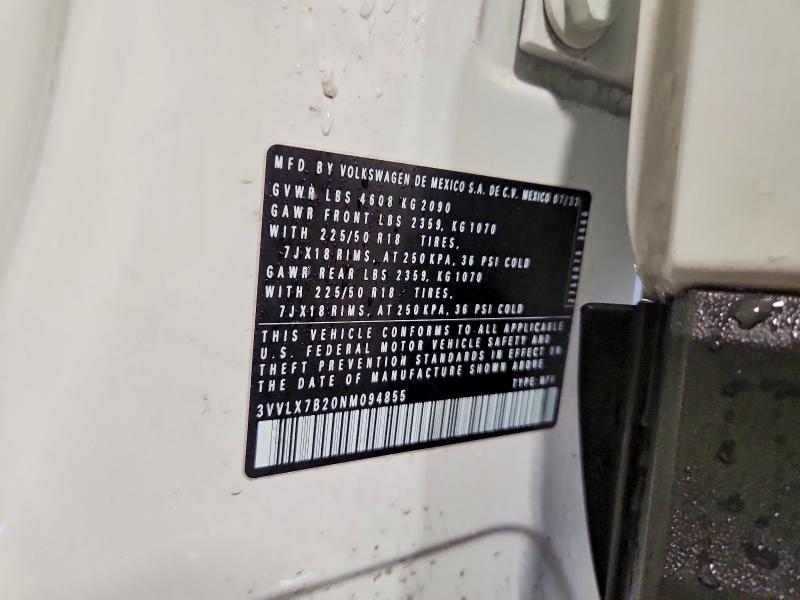 Продаж на аукціоні авто 2022 Volkswagen Taos, vin: 3VVLX7B20NM094855, номер лоту: 72193685