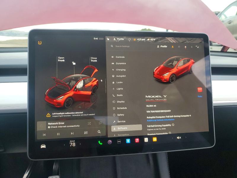 99670925 :رقم المزاد ، 7SAYGDEF2RF024417 vin ، 2024 Tesla Model Y مزاد بيع