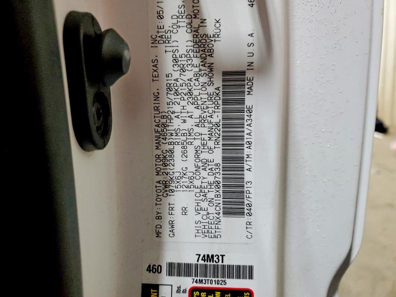 2011 Toyota Tacoma მანქანა იყიდება აუქციონზე, vin: 5TFNX4CN1BX007338, აუქციონის ნომერი: 75026085