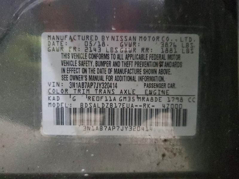 Aukcja sprzedaży 2018 Nissan Sentra, vin: 3N1AB7AP7JY320414, numer aukcji: 99436715