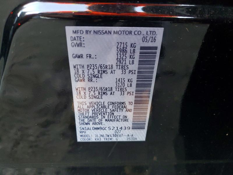 Aukcja sprzedaży 2016 Infiniti Qx60, vin: 5N1AL0MM9GC521439, numer aukcji: 97002305