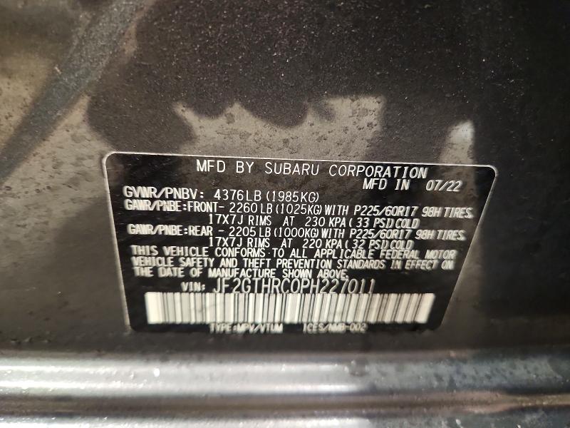 Aukcja sprzedaży 2023 Subaru Crosstrek, vin: JF2GTHRC0PH227011, numer aukcji: 98890705