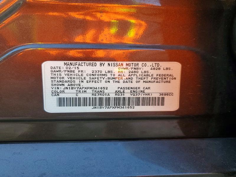 73511985 :رقم المزاد ، JN1BV7APXFM341652 vin ، 2015 Infiniti Q50 مزاد بيع