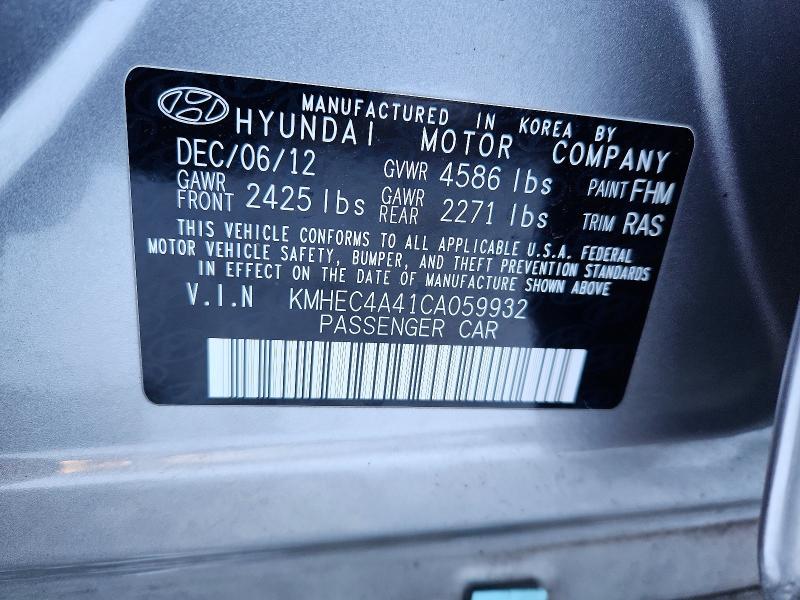 Продажа на аукционе авто 2012 Hyundai Sonata, vin: KMHEC4A41CA059932, номер лота: 74777325