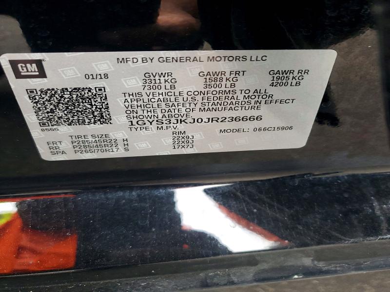 Продаж на аукціоні авто 2018 Cadillac Escalade, vin: 1GYS3JKJ0JR236666, номер лоту: 72171575
