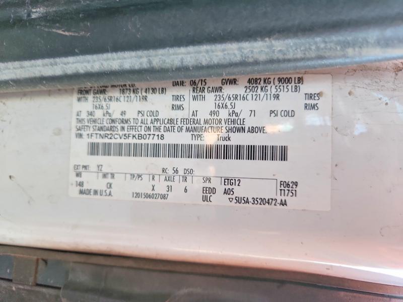 99043055 :رقم المزاد ، 1FTNR2CV5FKB07718 vin ، 2015 Ford Transit T مزاد بيع