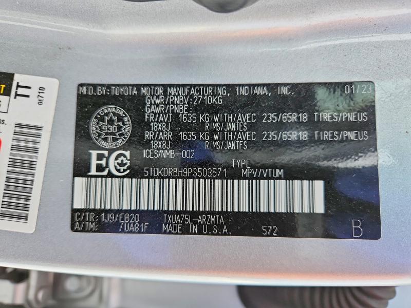 Продажа на аукционе авто 2023 Toyota Highlander, vin: 5TDKDRBH9PS503571, номер лота: 97481795
