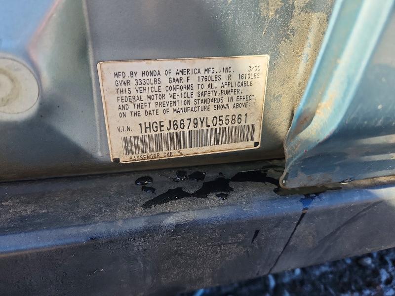 Aukcja sprzedaży 2000 Honda Civic, vin: 1HGEJ6679YL055861, numer aukcji: 73500425