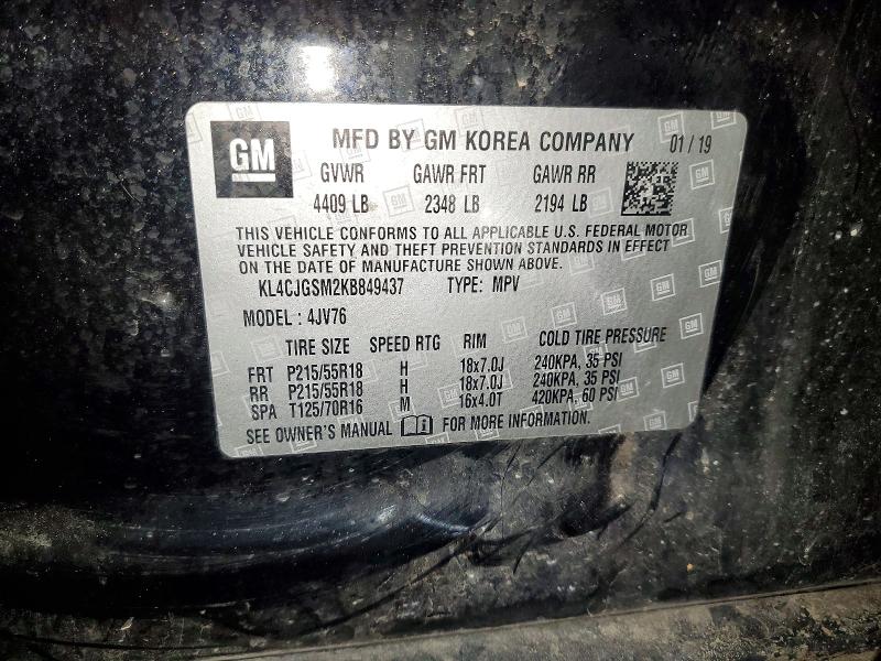 Продаж на аукціоні авто 2019 Buick Encore, vin: KL4CJGSM2KB849437, номер лоту: 75236755