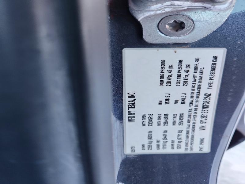 2019 Tesla Model 3 მანქანა იყიდება აუქციონზე, vin: 5YJ3E1EB7KF386242, აუქციონის ნომერი: 72961505