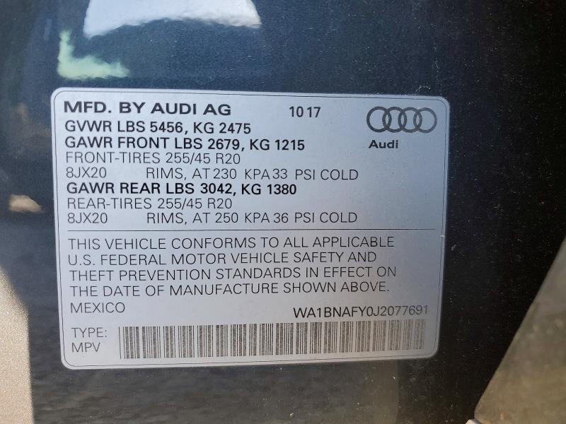 Aukcja sprzedaży 2018 Audi Q5, vin: WA1BNAFY0J2077691, numer aukcji: 74766405