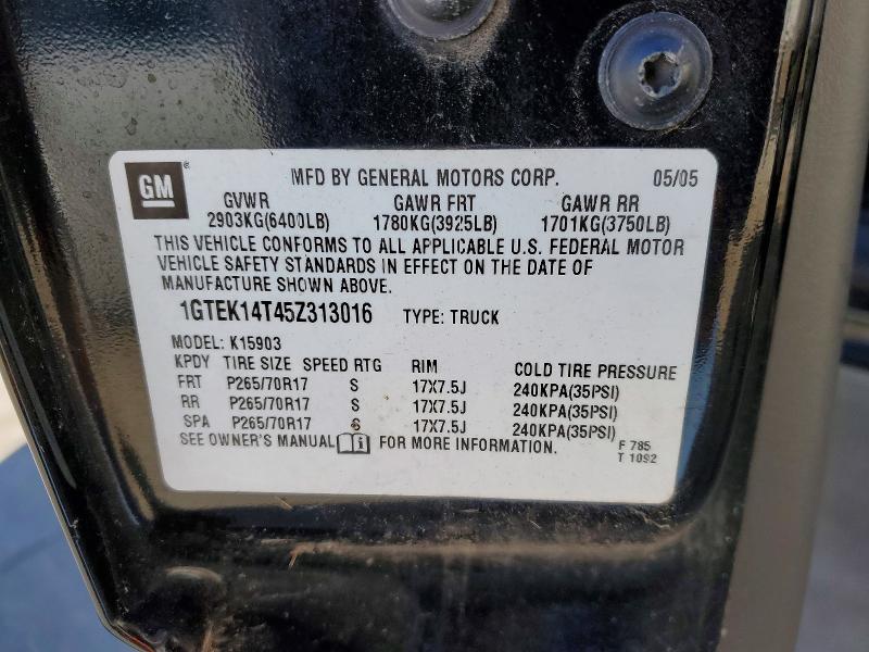 73321275 :رقم المزاد ، 1GTEK14T45Z313016 vin ، 2005 Gmc New Sierra مزاد بيع