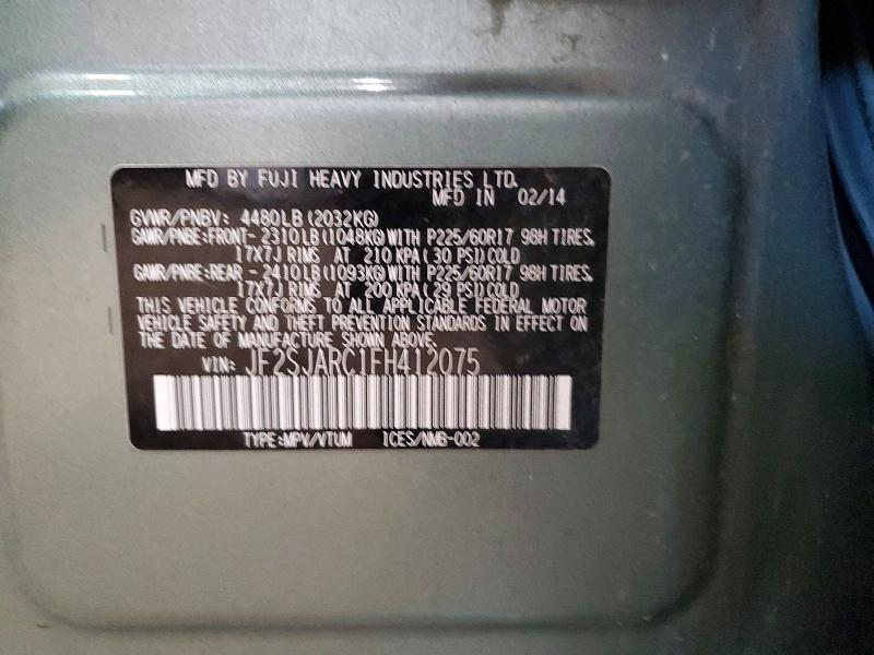 74251375 :رقم المزاد ، JF2SJARC1FH412075 vin ، 2015 Subaru Forester مزاد بيع