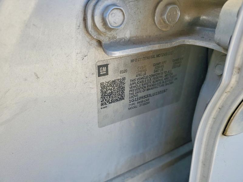 2020 Chevrolet Impala მანქანა იყიდება აუქციონზე, vin: 1G1105S33LU110197, აუქციონის ნომერი: 74683195