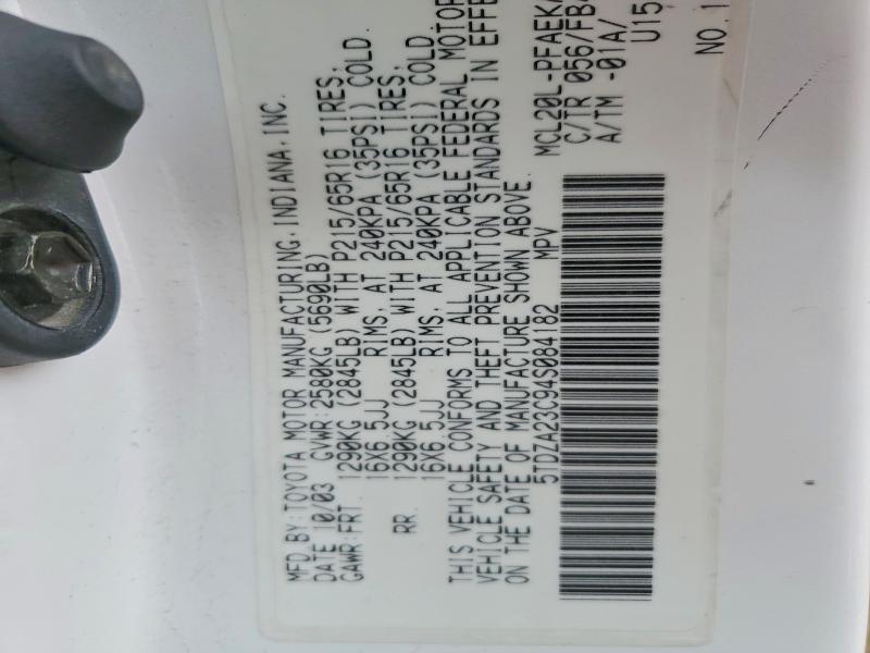 Aukcja sprzedaży 2004 Toyota Sienna Xle, vin: 5TDZA23C94S084182, numer aukcji: 72598955