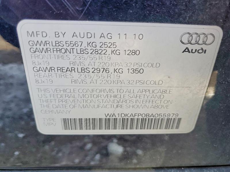 Aukcja sprzedaży 2011 Audi Q5, vin: WA1DKAFP0BA055979, numer aukcji: 74877925