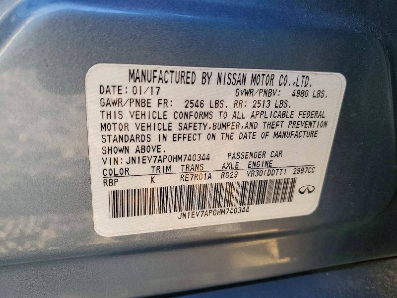 Aukcja sprzedaży 2017 Infiniti Q50, vin: JN1EV7AP0HM740344, numer aukcji: 73652465