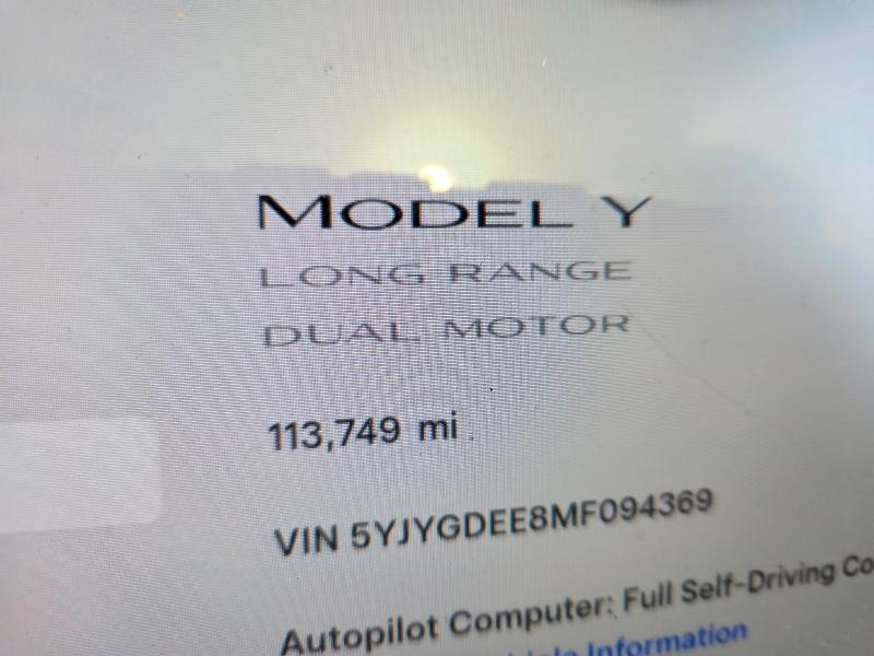 2021 Tesla Model Y მანქანა იყიდება აუქციონზე, vin: 5YJYGDEE8MF094369, აუქციონის ნომერი: 74610865